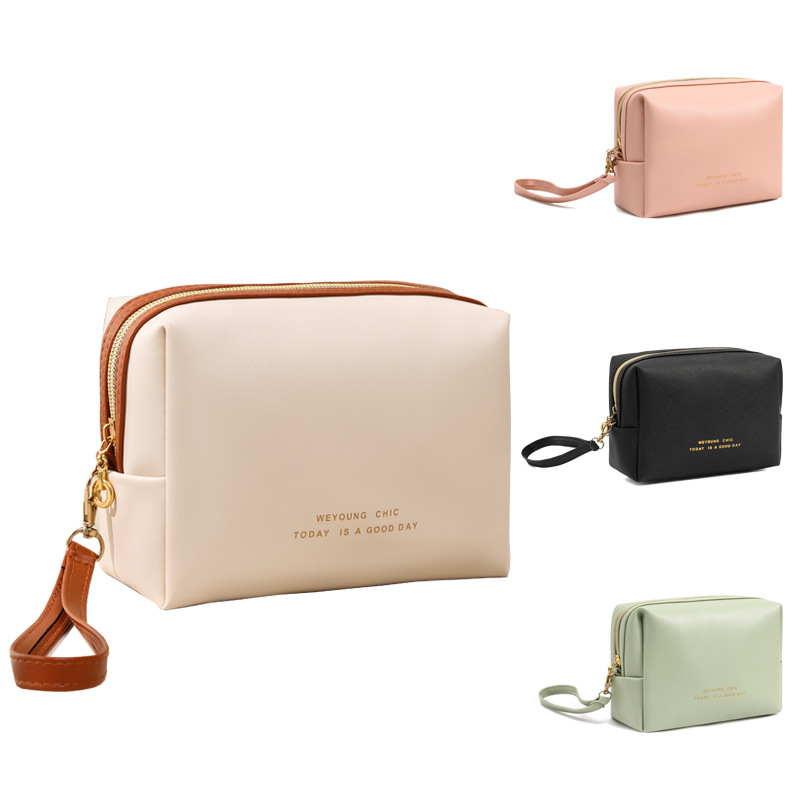 Custom Logo Luxury PU Leather Waterproof Travel Makeup Bag Large Capacity Fashionable Portable Zipper Cosmetics Storage Bag