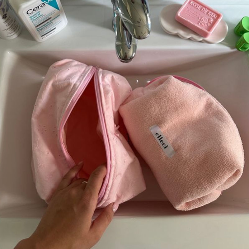Custom logo Fashion Luxury Large Capacity Recycled Cotton Makeup Lightweight Soft Waterproof Portable Makeup Cosmetic Bag