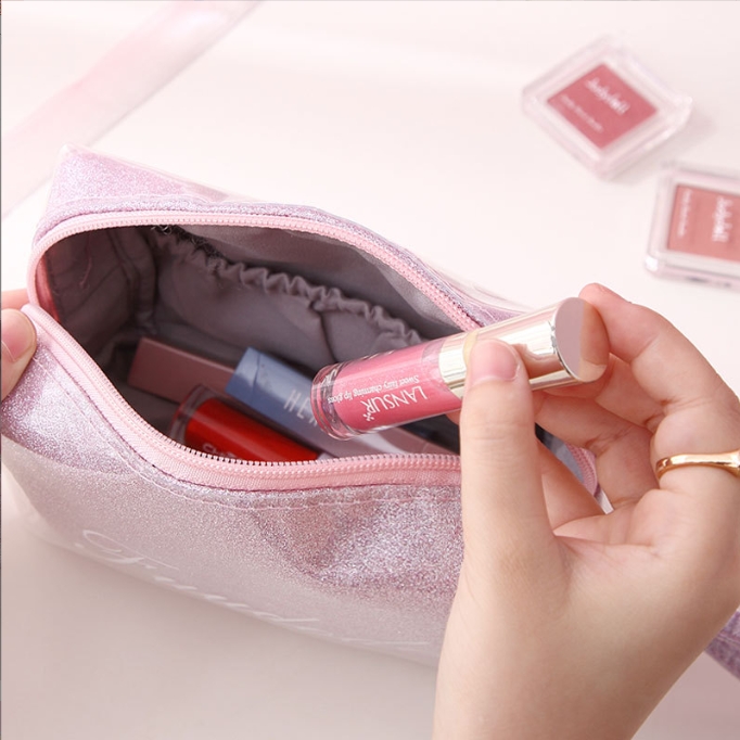 Custom Female Portable Makeup Bag Small Cute Storage Bag Beautiful Girl 2024 New Transparent Cosmetic Bag