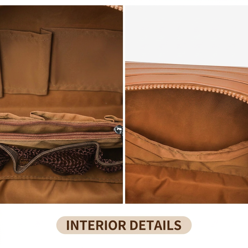 Foldable Fashion Waterproof PVC Polyester Canvas Portable Makeup Bag Large Capacity Travel Size Zipper Closure Cosmetic Case All