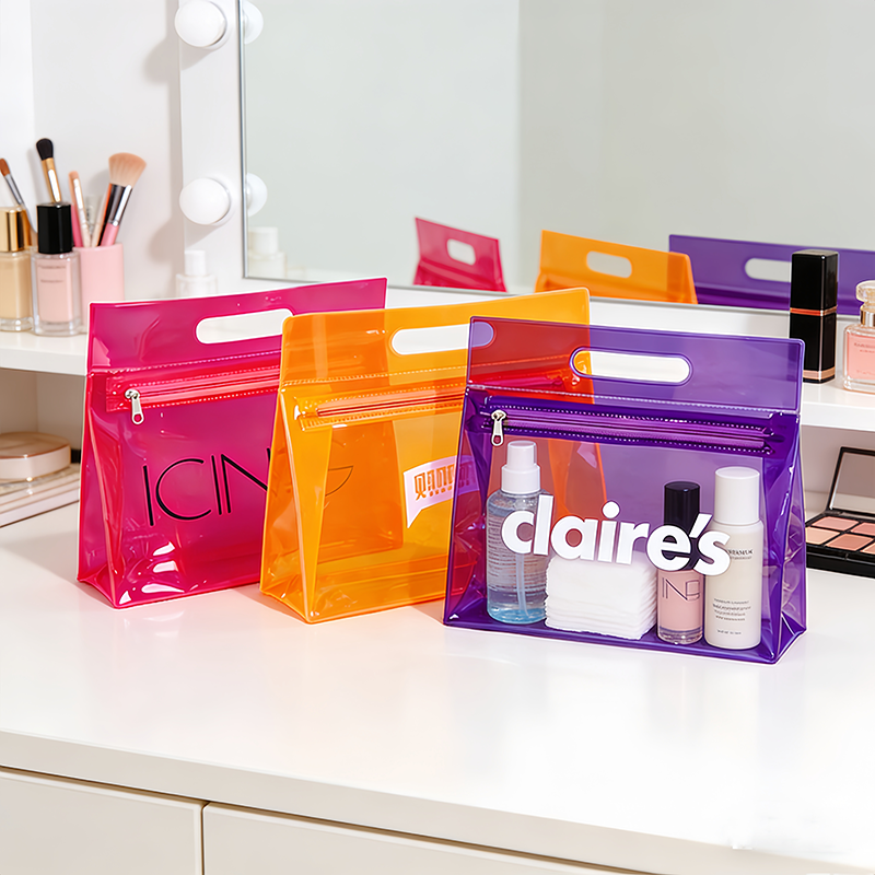 Waterproof Clear Zipper Large Eco-Friendly Organizer Pouch For Storage Bag PVC Personalized Cosmetic Bag Custom Travel