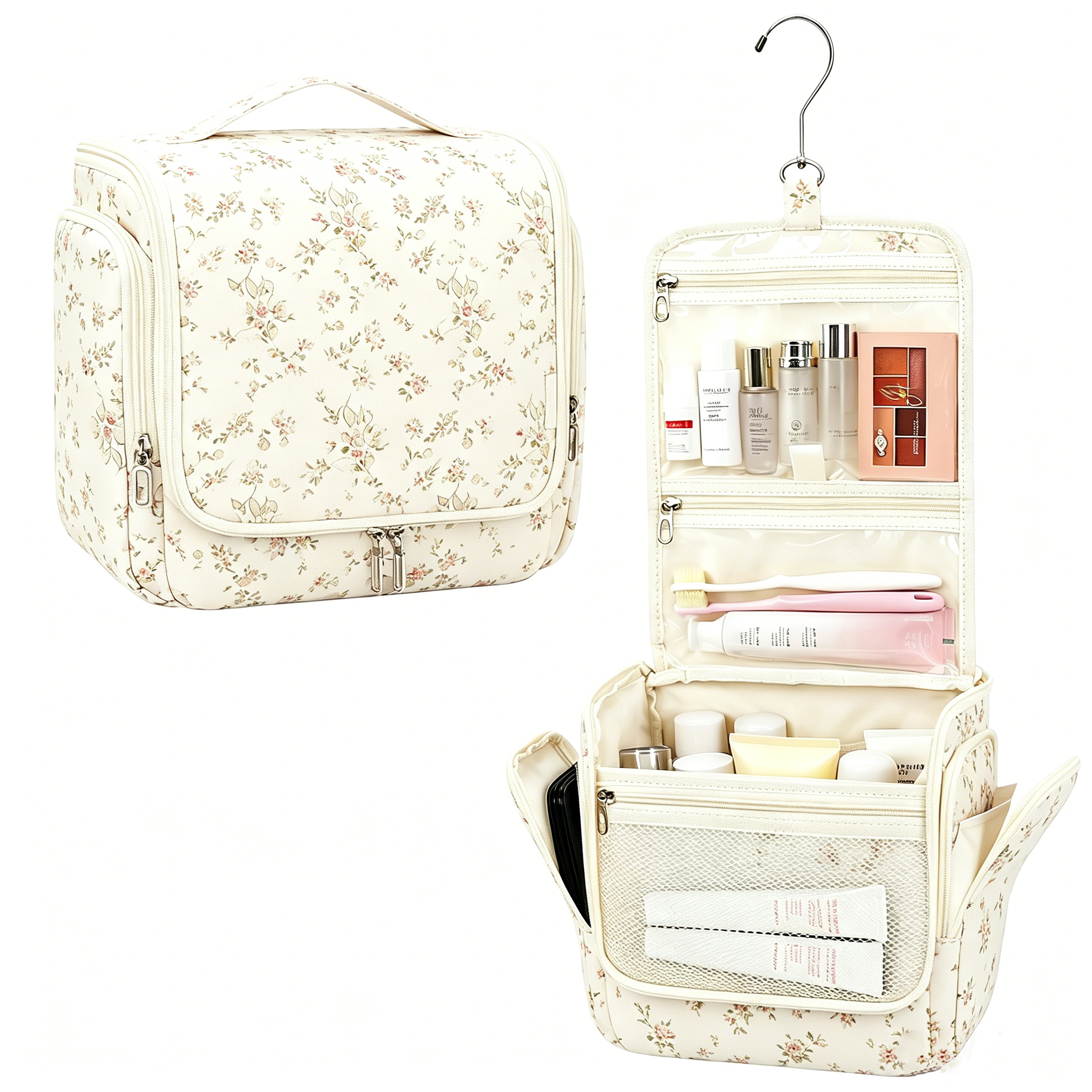 KEEPPERFECT Custom Waterproof Travel Toiletry Bag with Hanging Hook Makeup Cosmetic Bag Travel Organizer Accessories for Women