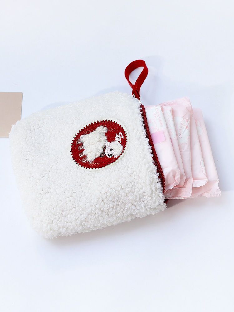 Custom Plush Foldable Canvas Keychain Toy Zipper Closure Lipstick Makeup Bag 1-1.9L Capacity for Travel Daily Use Coin Purse
