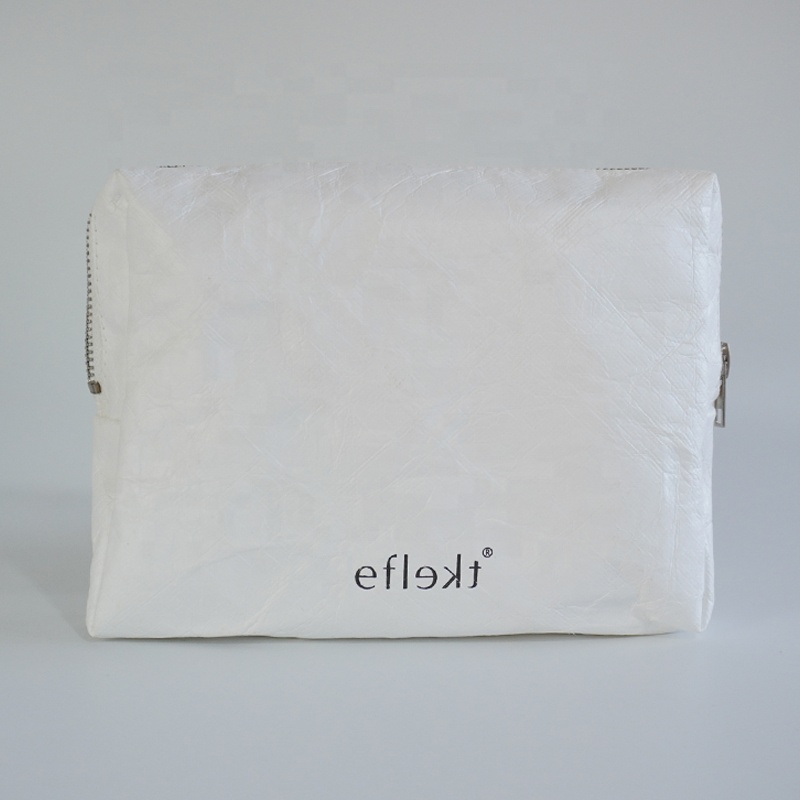 Customized logo Sustainable Eco Dupont Paper Travel Makeup Pouch Washable Tyvek Zipper Cosmetic Bags