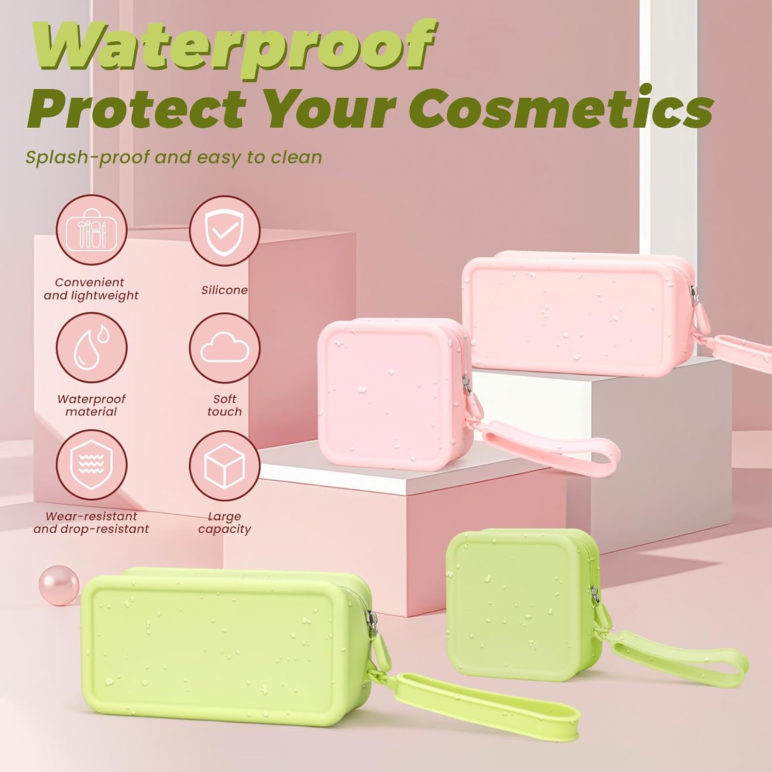 Leakproof Waterproof Travel Friendly Makeup Pouch With Zipper Closure For Cosmetics Toiletries Organizer Silicone Cosmetic Bags