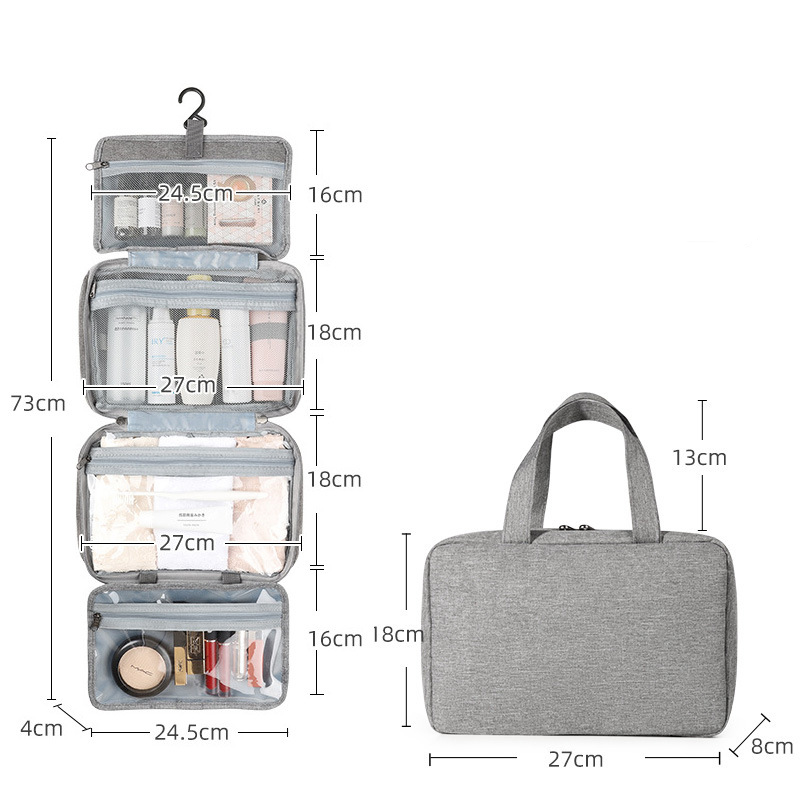 Caustom Logo Waterproof Travel Hanging Toiletry Bag for Women Makeup Multi Compartment Toiletry Cosmetic Bags