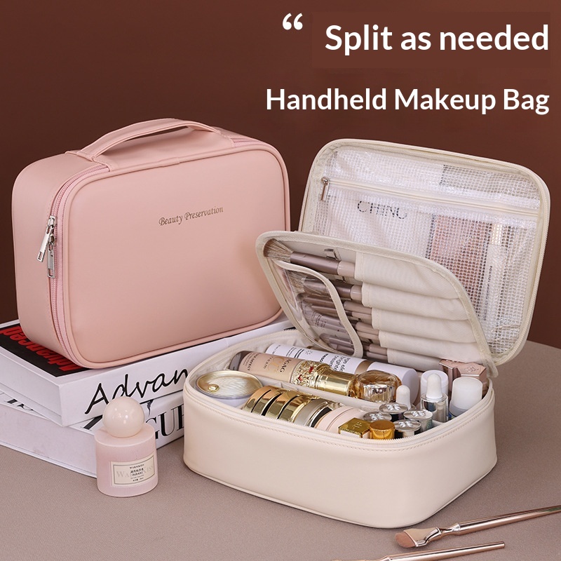 New Fashion Large Capacity PU Zipper Storage Makeup Bags Portable Travel Tote for Bag Make up Brush Cosmetic Case