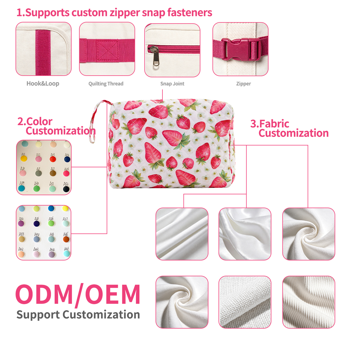 Custom Print Quilted and Fashionable Soft Floral Pattern for Daily Use Custom Logo Fashion Stylish Makeup Bag