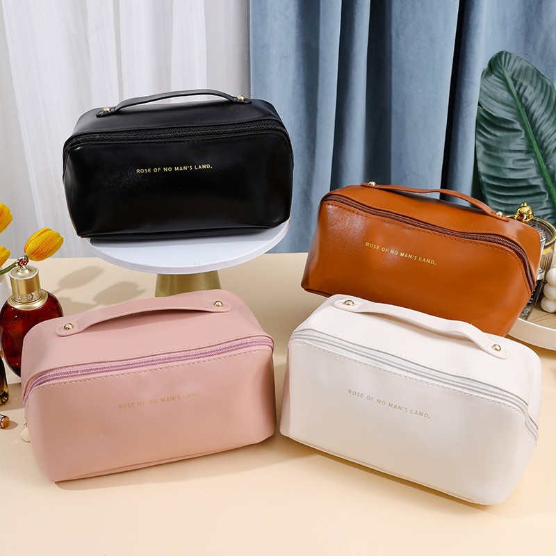 Custom Logo Wholesale Portable Waterproof Travel Pu Cosmetic Bag Storage PU Leather Makeup Bag Cosmetic Bag For Women