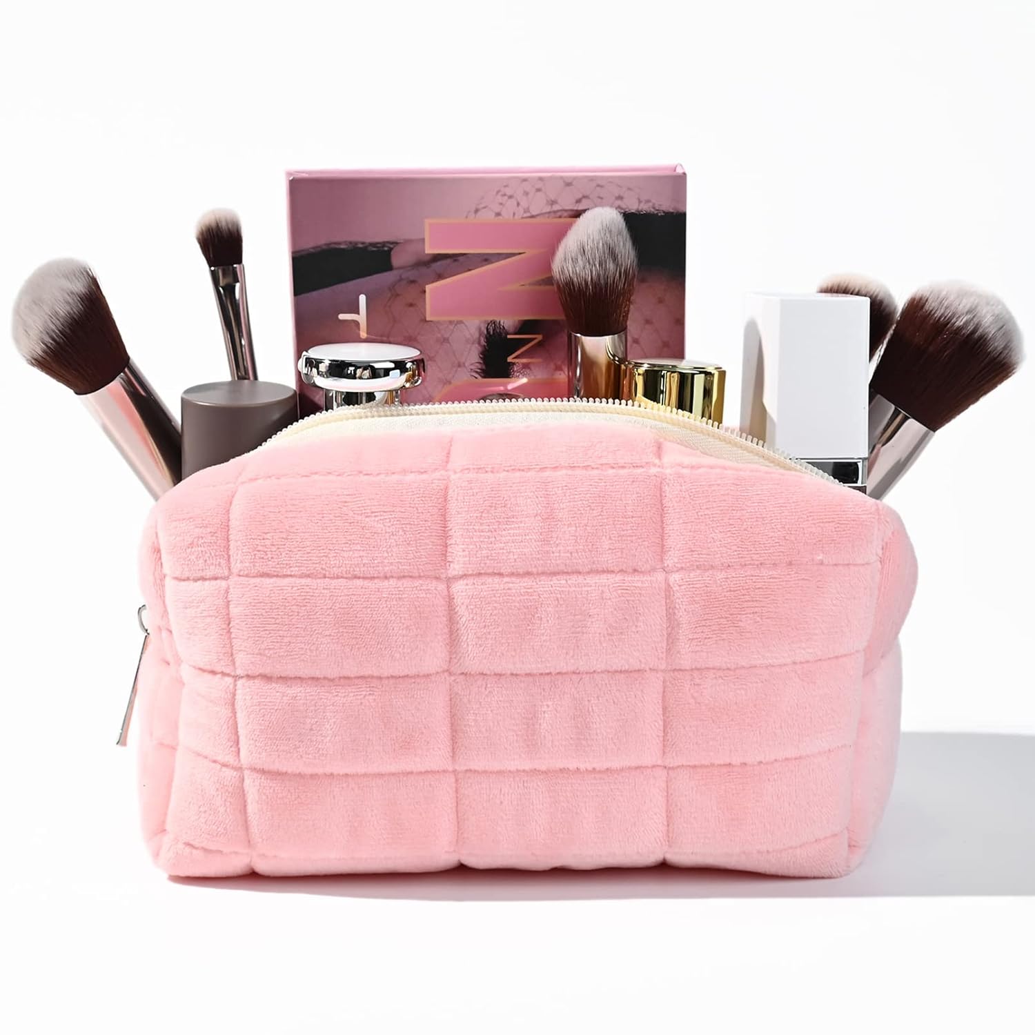 High Quality Cute Makeup Bag For Women Zipper Large Solid Color Cosmetic Large Capacity Bag Travel Toiletry Bag