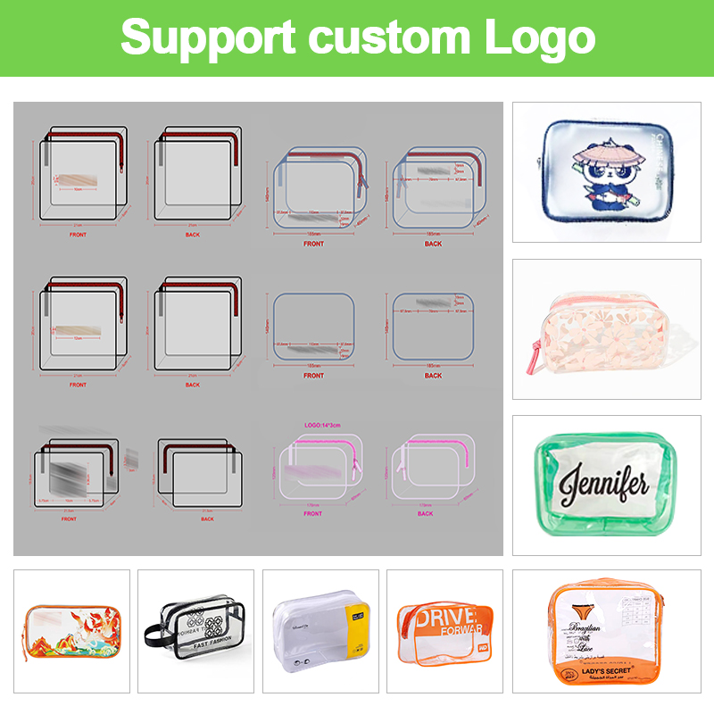 UIOWIO Wholesale Custom Size Logo Transparent PVC Travel Organizer Clear Clear Makeup Bag For Women