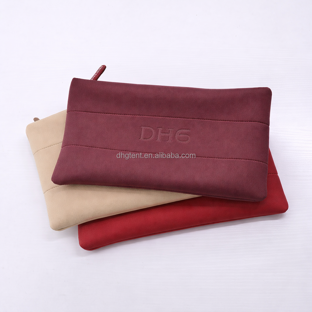 Custom Size Color Design Embossed Logo Neoprene Quilted Zipper Makeup Cosmetic Beauty Toiletry Bubble Pouch Bag For Branded Gift