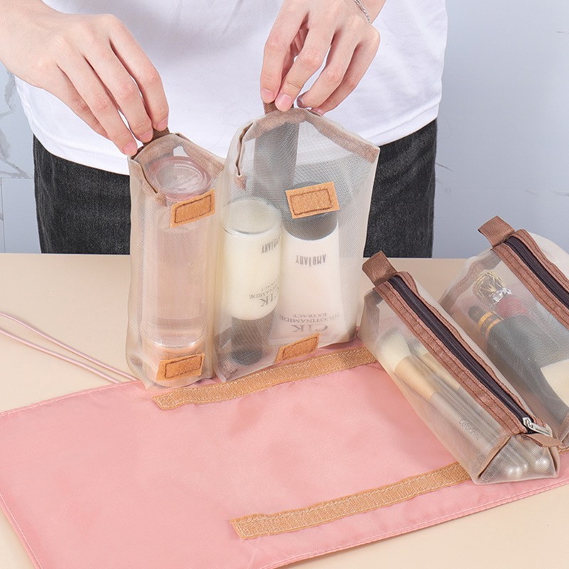 Tomic Hot-selling Convenient Portable Lightweight 4-in-1 Foldable Oxford Cloth Makeup Bag for Women Travel Toiletry Hanging