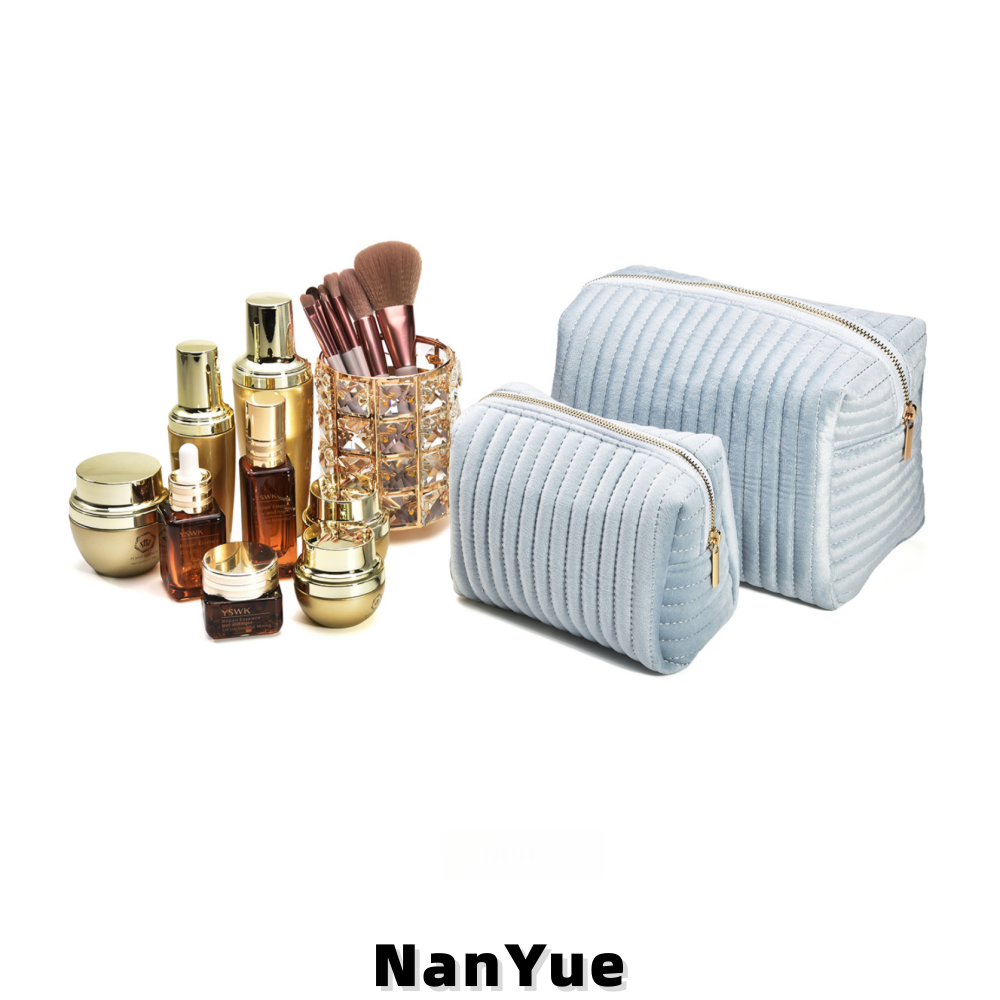 New Quilted Velvet Jewelry Box Custom Logo Fashion Ladies Cosmetic Storage Pouch Portable Travel Toiletry Organizer Makeup Bag