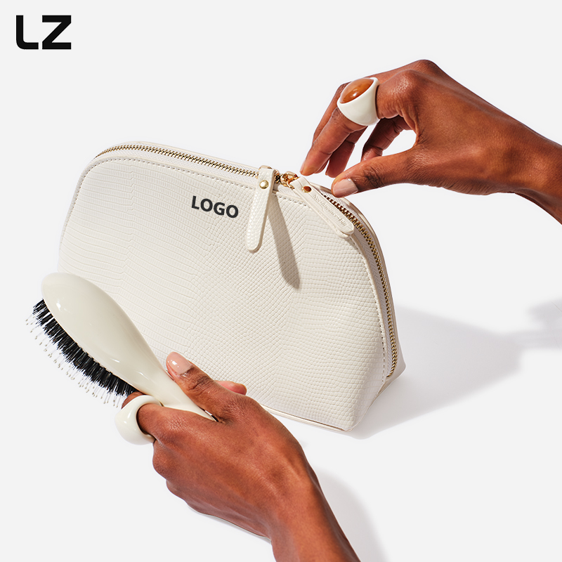LZ Recycled Dome Makeup Bag Leather Waterproof Travel Toiletry Bag Small Cosmetic Pouch For Women Purse Home Storage Organizer