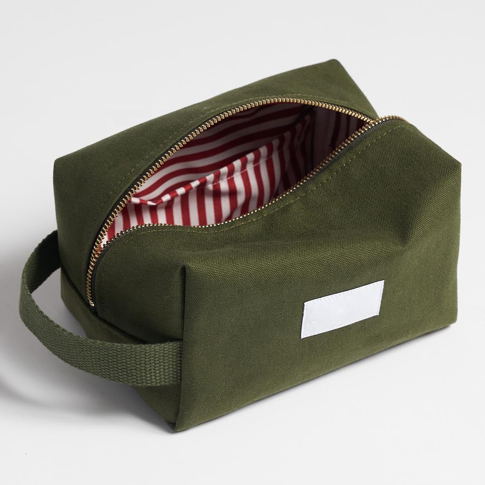 Manufacturers Custom Sustainable Eco Friendly 100% Natural Cotton Canvas Travel Toilet Wash Dopp Kit Toiletry Bags for Men Women