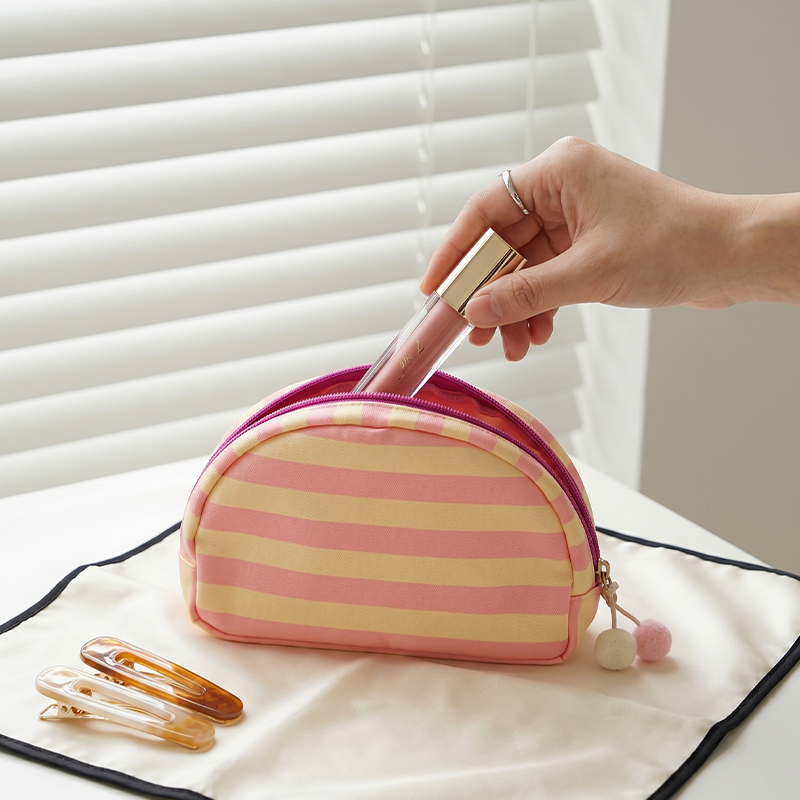 OEM Waterproof PVC Cosmetic Tote Bag Set Striped Gift Bag for Beauty Brands with Zipper