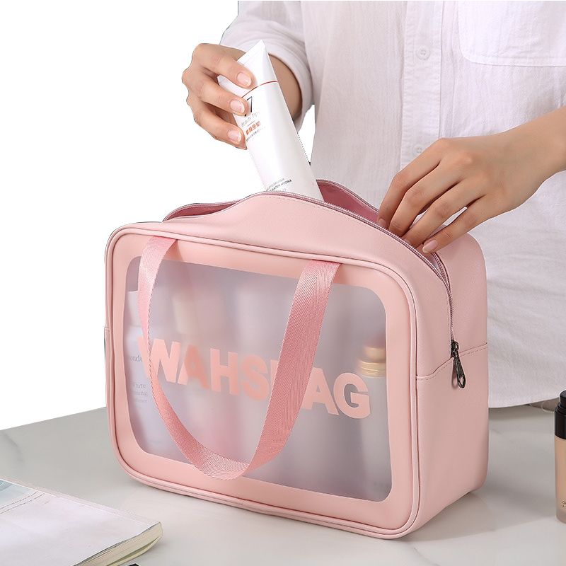 Fashion Custom logo Waterproof Toiletry Bags Make up Bag Transparent clear Makeup Cosmetic Bag With Zipper