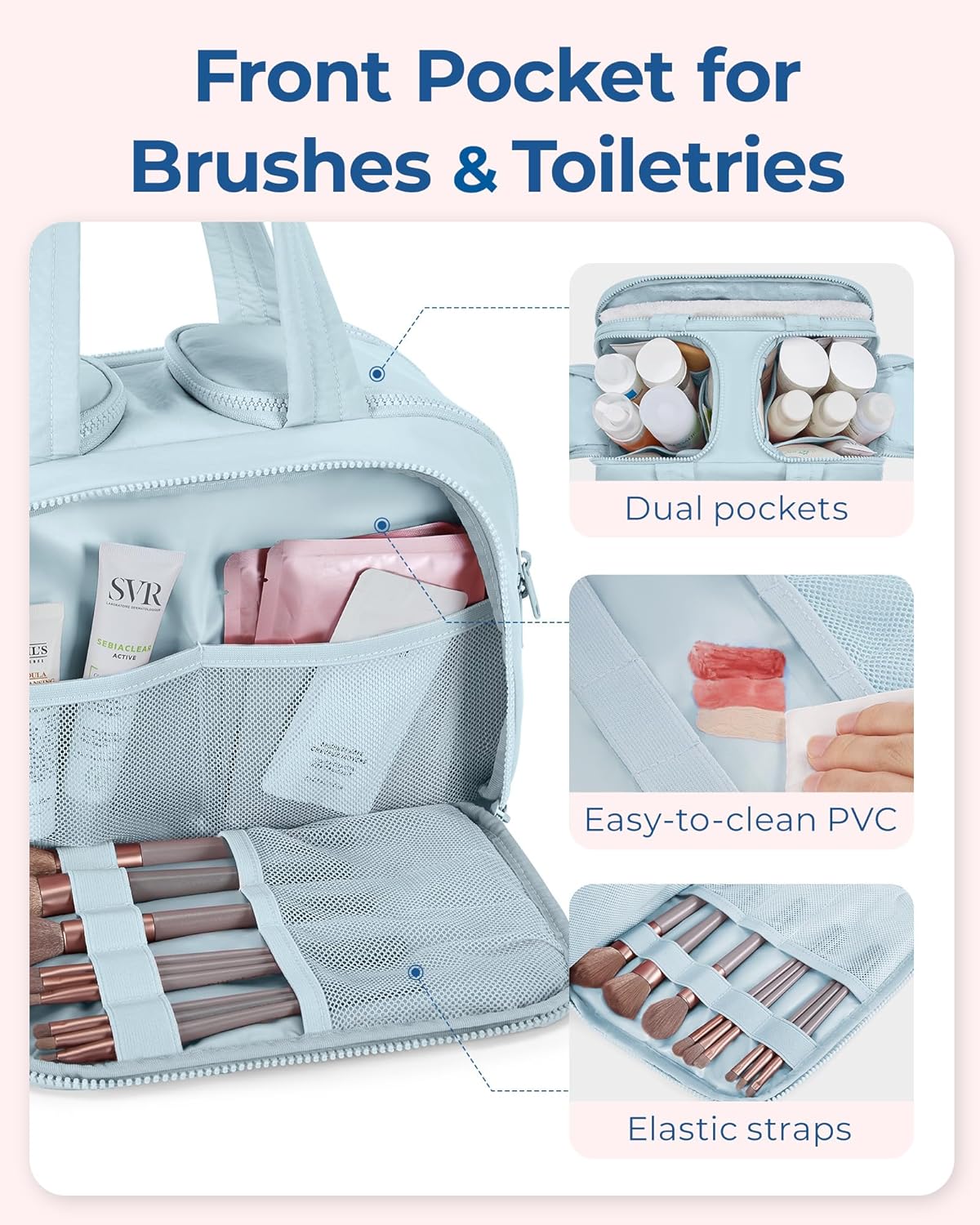 Large Wide-open Toiletry Organizer Luggage Waterproof Makeup Accessories Travel Cosmetic Bag
