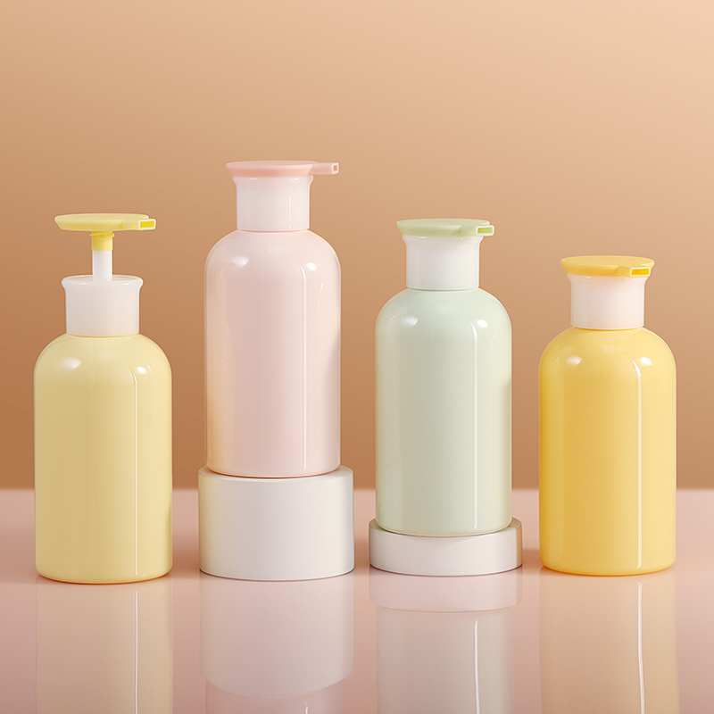 Cosmetics Round Shoulder Plastic Pump Bottle 300ml Body Lotion Bottle Toner Skin Care Cleanser Makeup Packaging Containers