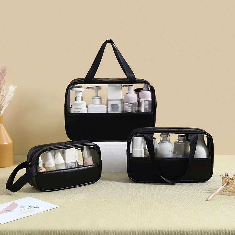 Portable Travel Cosmetics Storage Custom Logo PU Transparent Toiletry Pouch Clear Makeup PVC Cosmetic Bag