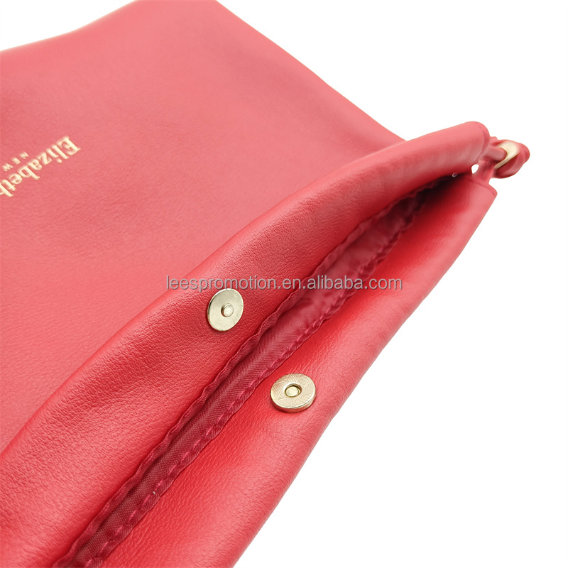 Custom Private Label Waterproof Leather Makeup Cosmetic Bag Leather Drawstring Bag
