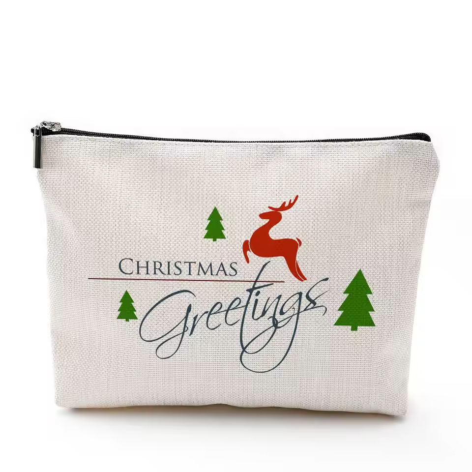 Custom Print Logo Cotton Makeup Bags Reusable Canvas Cosmetic Pouch Portable Pencil Bag With Zipper Make Up Brush Bag