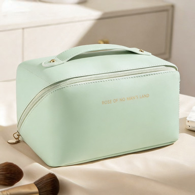 Women's Waterproof PU Zipper Makeup Bag-Portable Large-Capacity Travel For Organizer Ultra-Lightweight &amp; Foldable