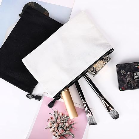 Eco-Friendly Wholesale Makeup Cosmetic Bags Custom Logo Plain Cotton Canvas Zipper Pouch Fashionable Makeup Storage Bags