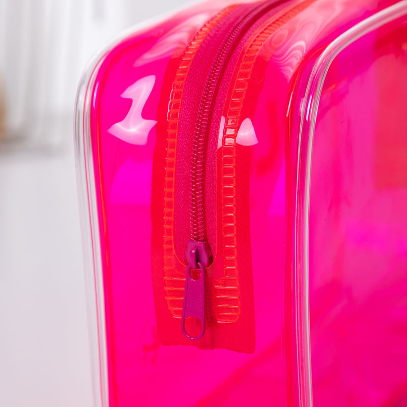 Eco Waterproof Safety Zipper Clear Makeup Pouch Colorful Transparent PVC Cosmetic Toiletry Organizer Bag With Custom Logo