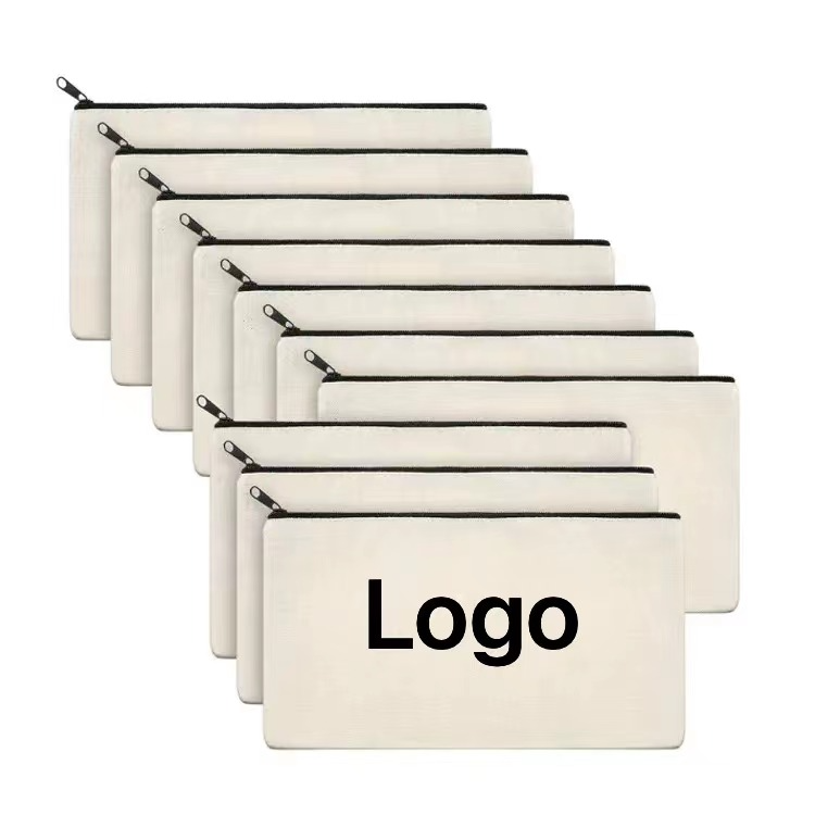 Custom logo Size Private Label Women Travel Make up Bag Large Capacity Money Cotton Canvas Makeup Pouch Cosmetic Bag with Zipper
