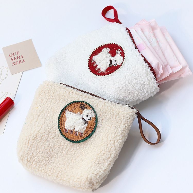 Custom Plush Foldable Canvas Keychain Toy Zipper Closure Lipstick Makeup Bag 1-1.9L Capacity for Travel Daily Use Coin Purse