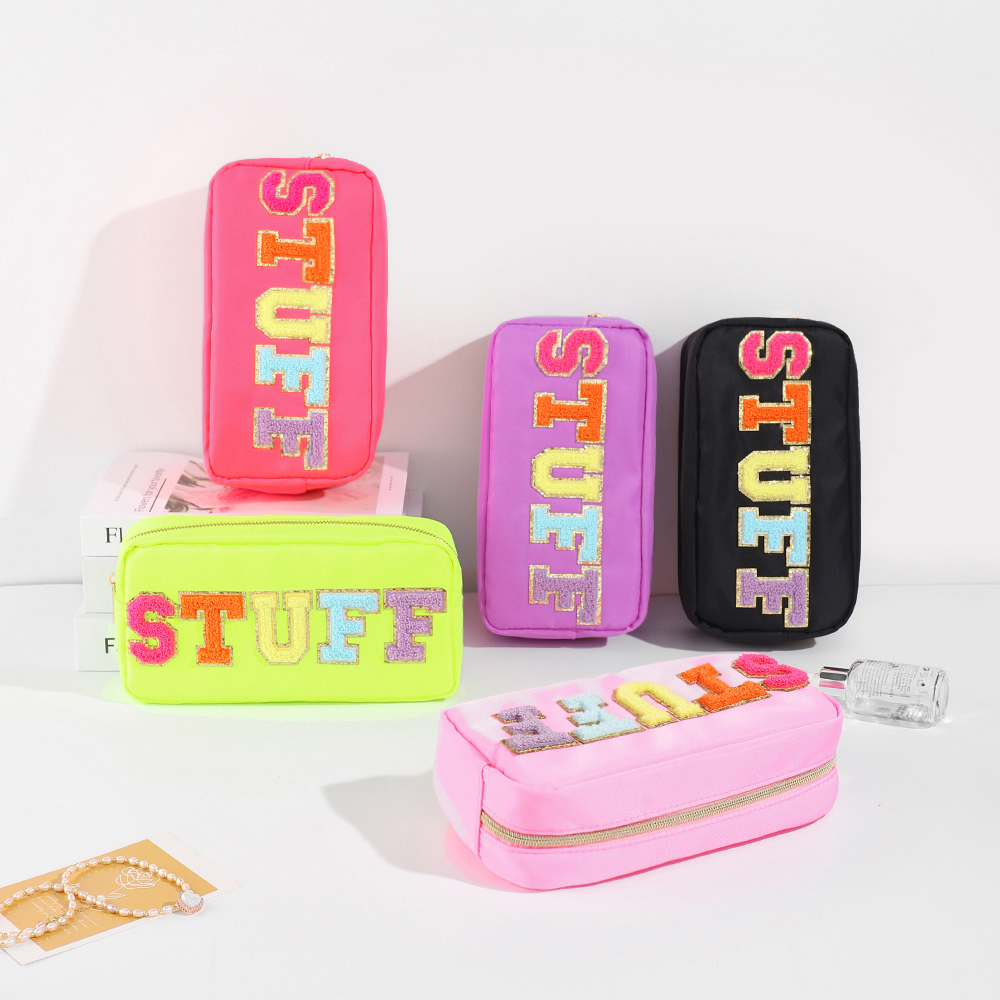 Spot Wholesale Women Casual Large Capacity Storage Bags Waterproof Nylon Letter Cosmetic Bag with Customizable