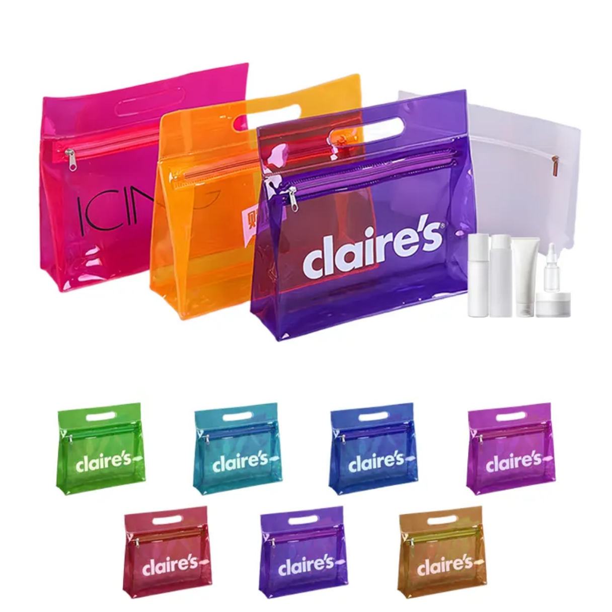 Customized Travel Pvc Transparent Ziplock Bag Folding Portable Portable Pvc Cosmetic Storage Bag