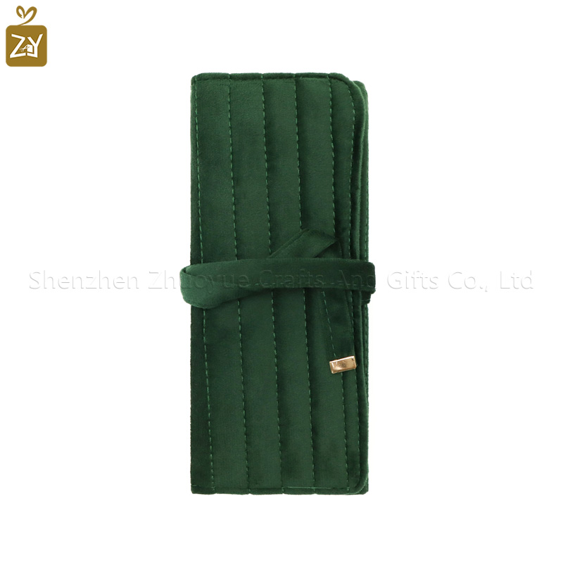 Premium Exquisite Velvet Jewelry Organizer Soft Roll-Up Cosmetic Bag With Metal Zipper Promotional Tote Bags With Custom Logo