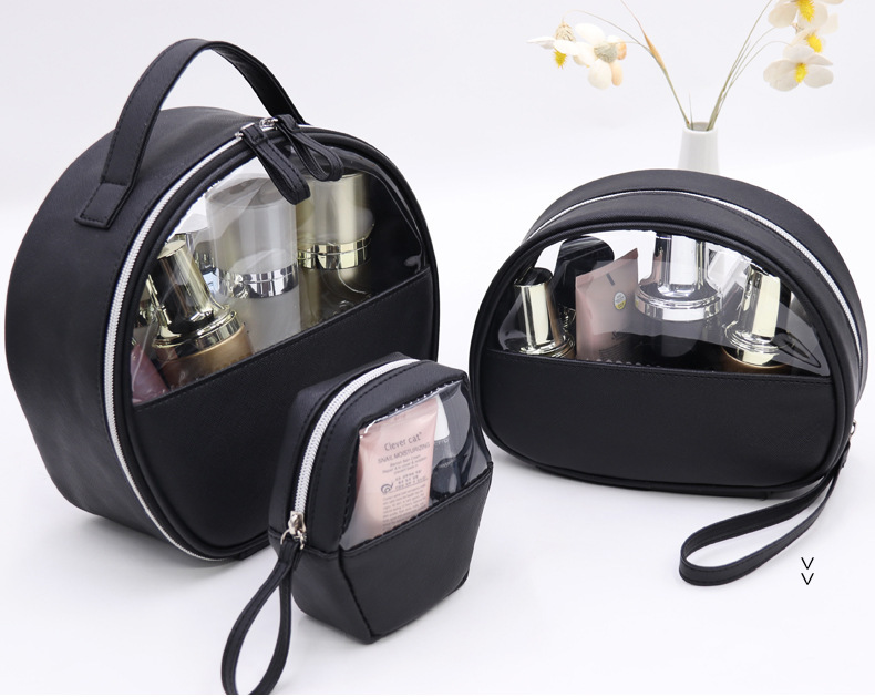 Hot Selling Women's Luxury PU Waterproof Portable Reusable Makeup Bag Small Capacity Customized Logo Soft Handle Zipper Closure