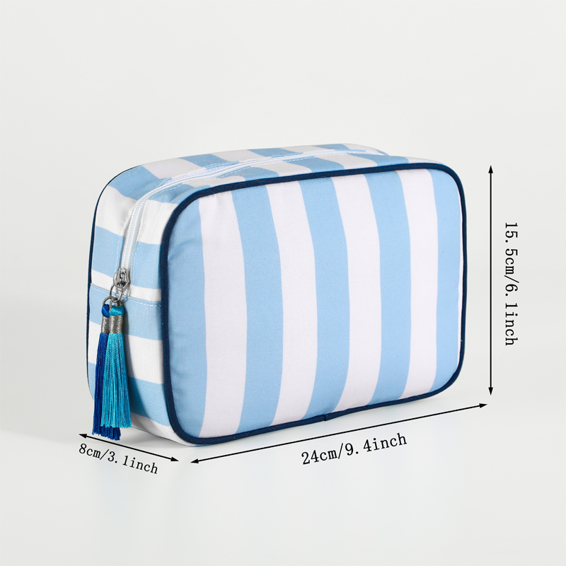 Makeup Bag For Women Wholesale Wedding Gift Striped Tassel Toiletry Bag Canvas Cosmetic Bag Girls Portable Pouch Organizer