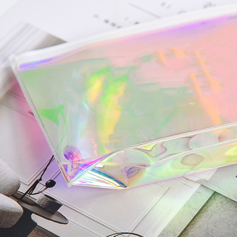 Factory Wholesale Holographic Zipper Bag Travel Portable Universal Wash Bag Daily Necessities Beauty Accessories PVC Storage Bag