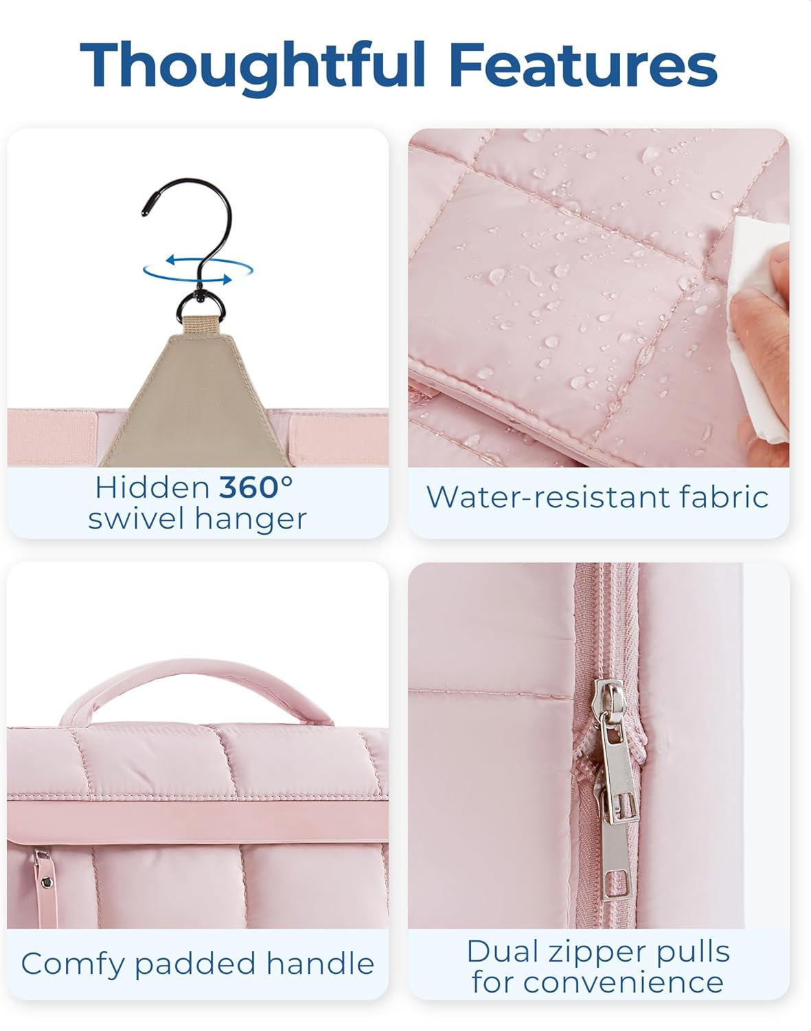 Toiletry Bag Travel Bag, Lightweight Full-open Hanging Toiletry Makeup Bag,Puffy Cosmetic Bag Organizer