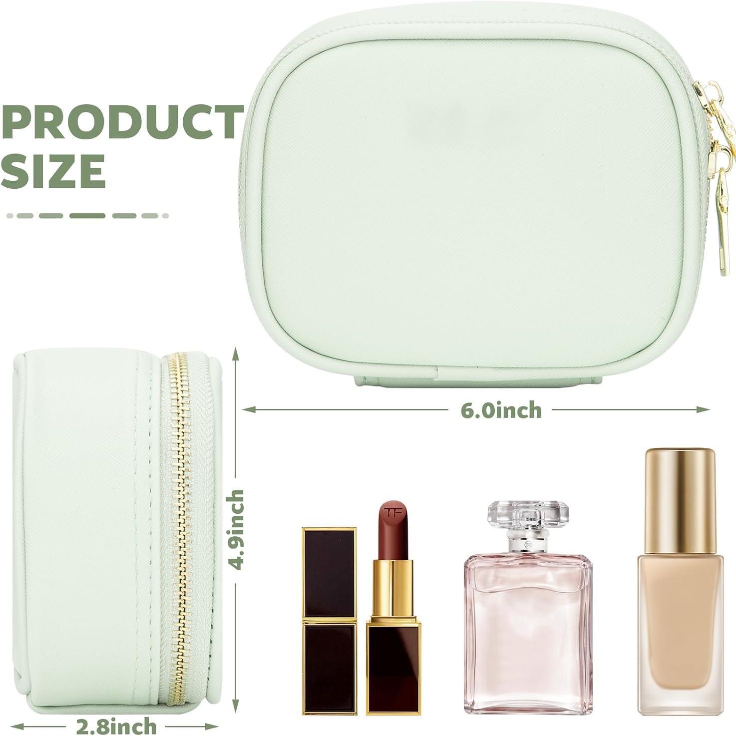 Foldable PU Leather Makeup Bag Mirror with LED Mirror and Adjustable Compartment, Portable Travel Cosmetic Bag for Girls