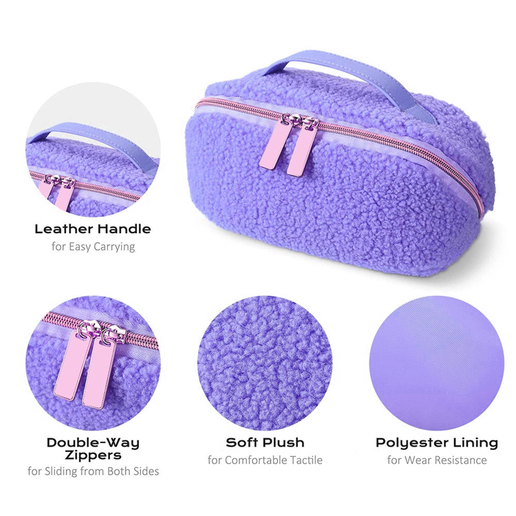 Women Travel Portable Soft Plush Makeup Bag Beauty Cosmetic Storage Bag
