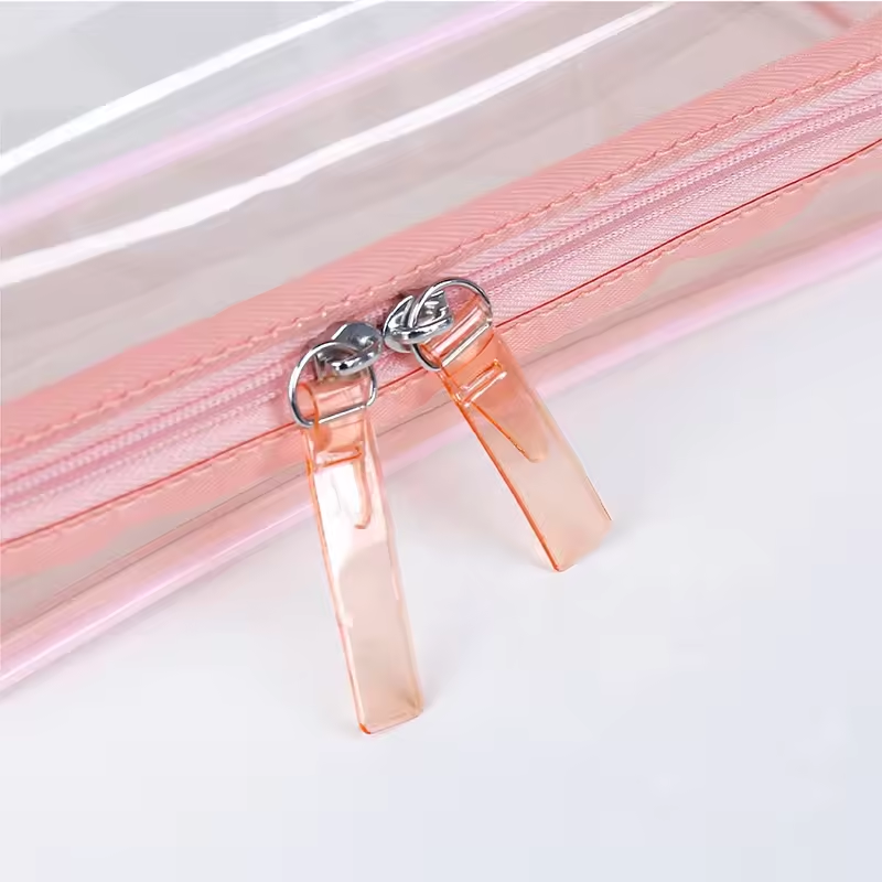 Waterproof Private Label Beauty Makeup Bag Professional Zipper Toiletry Bag Clear Pink Cosmetic Travel Bag Custom Logo