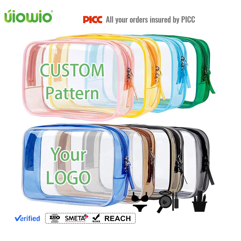 UIOWIO Clear Portable Storage Organizer Waterproof Makeup Travel Cosmetic Toiletry Bag With Zipper
