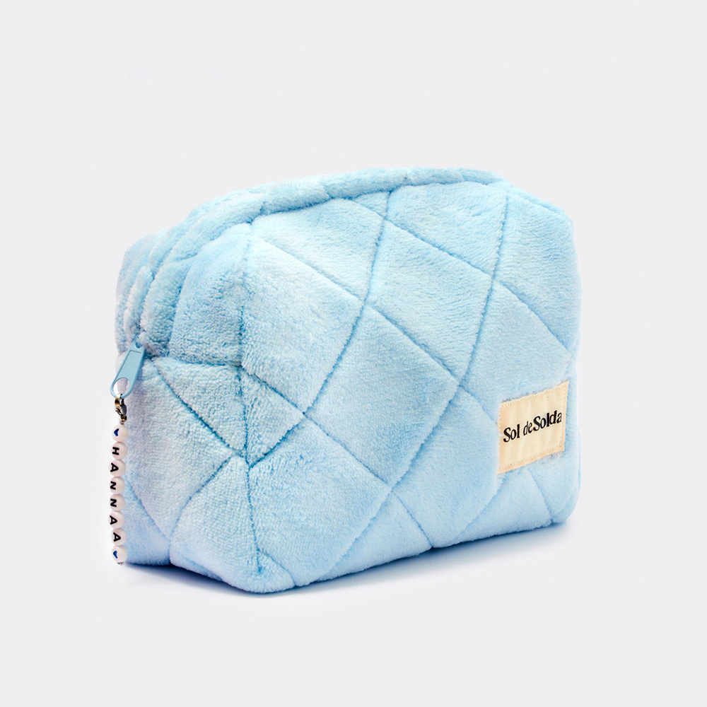 Custom Candy Color Cute Terry Cloth Makeup Organizer Pouch Fashion Girl Soft Quilted Towel Cosmetics Bag