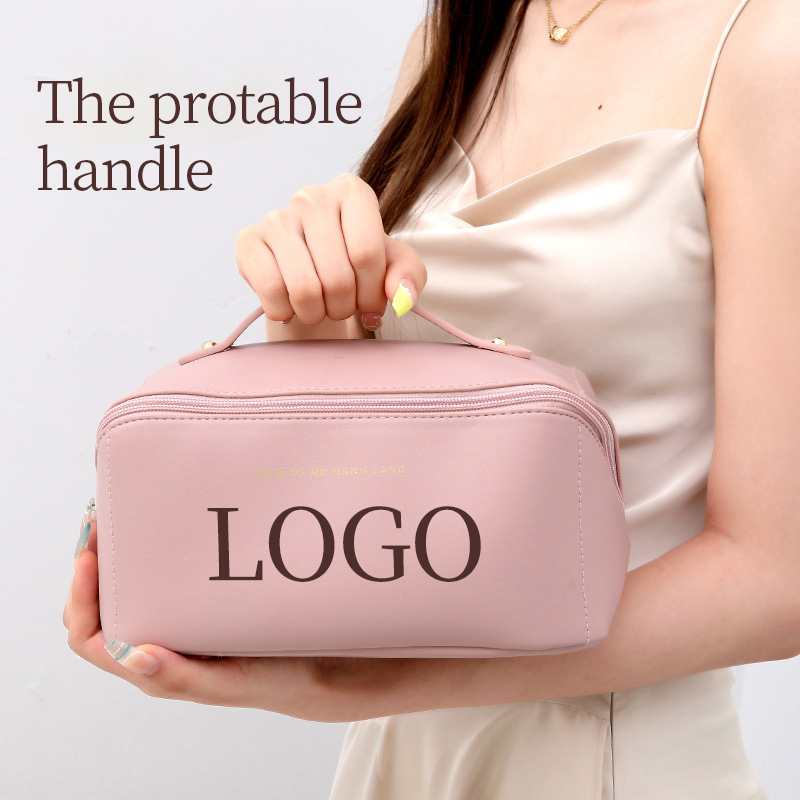 Custom PU Leather Cosmetic Makeup Bag Pouch Skincare Cosmetic Partition Storage Waterproof Travel Toiletry Bag Make Up Bags