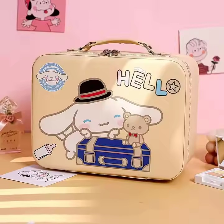 Girl Vanity Portable Large Capacity Skincare Storage Box Cute Cartoon Portable Cosmetic Case Bag
