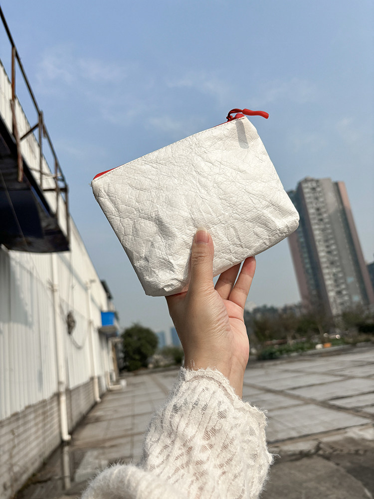 Fashion Tyvek Waterproof Zipper Storage Bag with Letter Pattern for Charger and Sundries Portable Cosmetic Bag