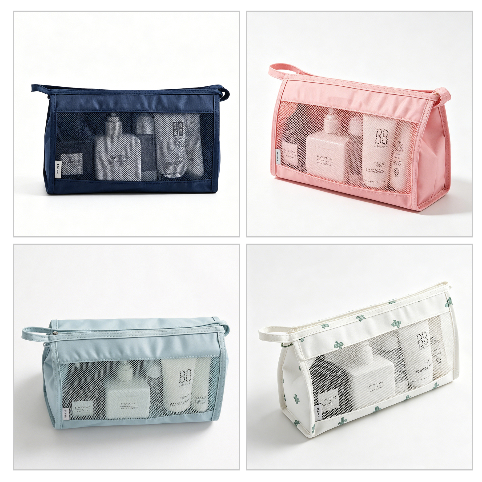 Large-Capacity Travel Cosmetic Bag Custom Polyester Mesh Cosmetic Bag Portable Fashion Makeup Bag Cosmetic Pouch Fashion