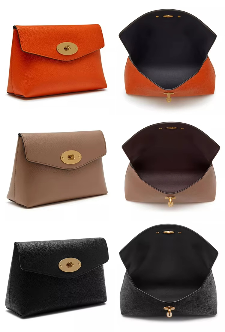 PU Leather Black Ladies Makeup Vanity Bag Women Small Travel Cosmetic Pouch