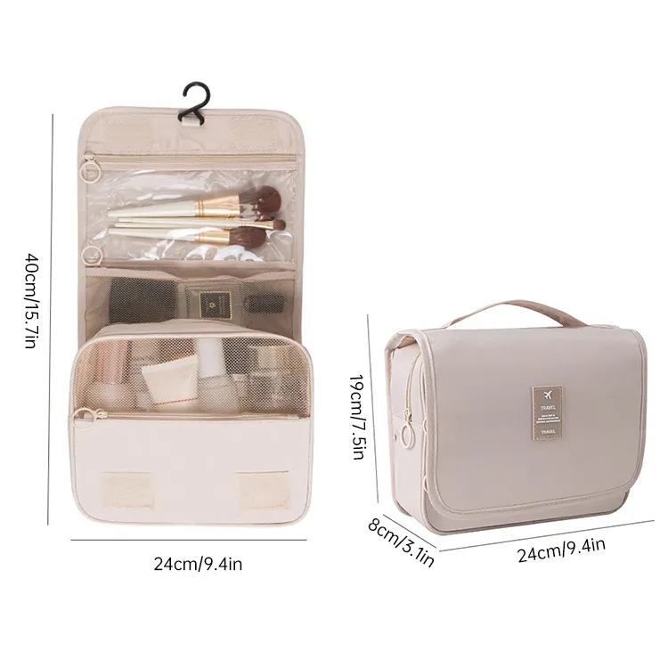 HANFEIZI Large Multifunctional Foldable Travel Organizer Case Hanging Toiletry Bag Hook Custom Logo Cosmetic Bag